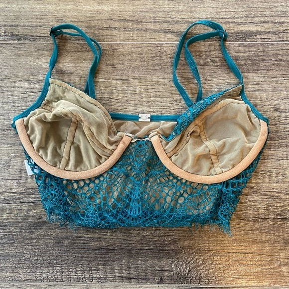 For Love & Lemons Bat Your Lashes Underwire Bra - Jade Size Small - Picture 10 of 16